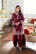 Azure Luxury Chiffon Embroidered Unstitched 3 Piece - Berry Dusk